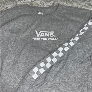 Vans Grey Long Sleeve w White Checkerboard
